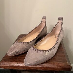 Vince Camuto Braneeda Suede Metallic Embroidered Ballet Flats